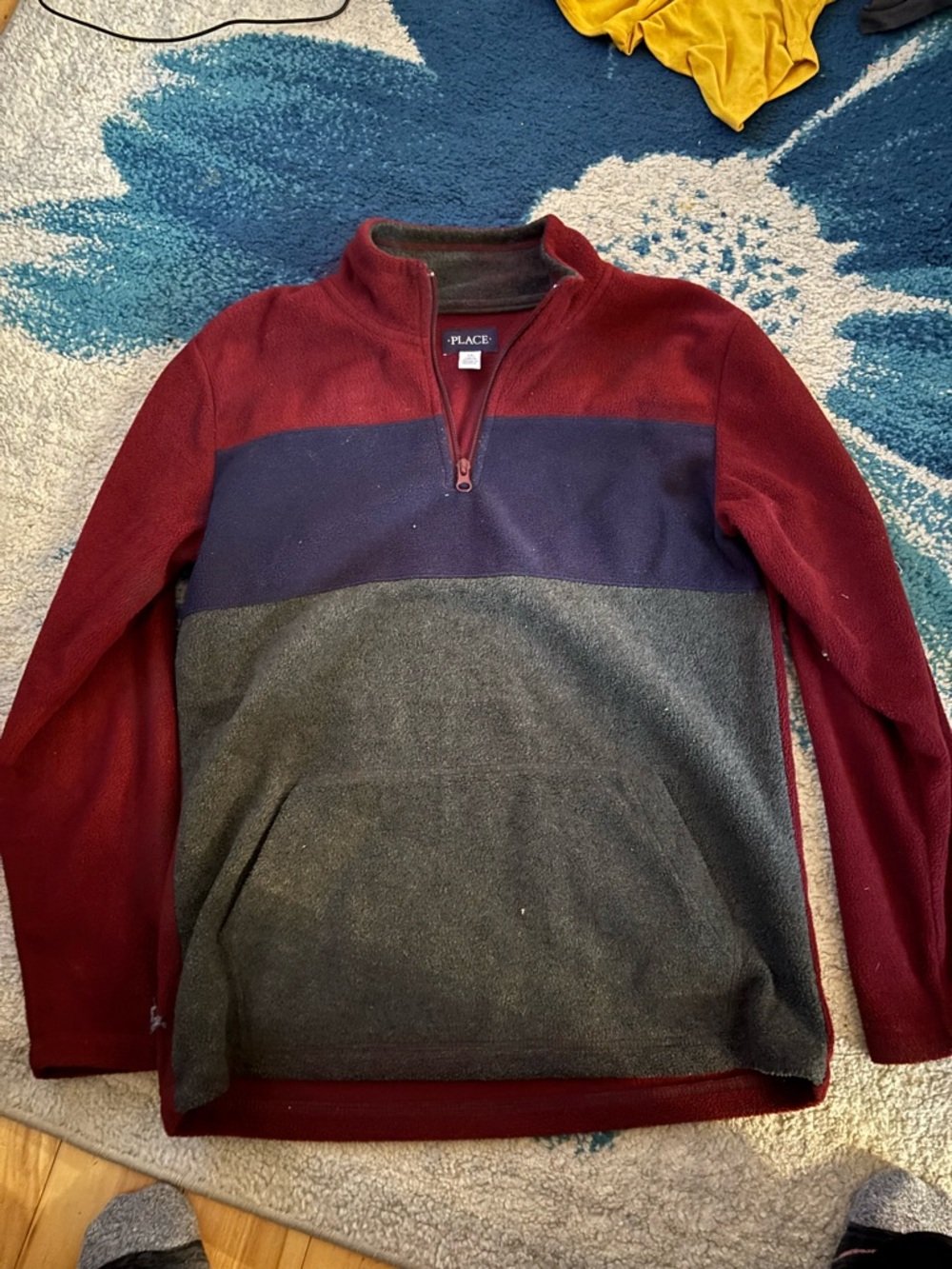 The Children's Place Burgundy Navy Gray Colorblock Half-Zip Sweatshirt